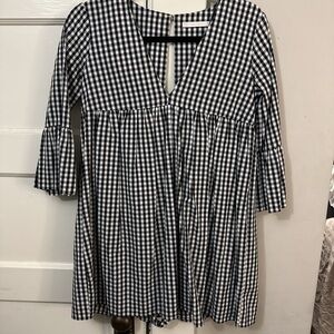 Zara Black and White Checkered Tunic